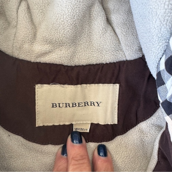 Vest jacket parka raincoat 12/18 months fleeced Burberry hood zip brown - Picture 2 of 3
